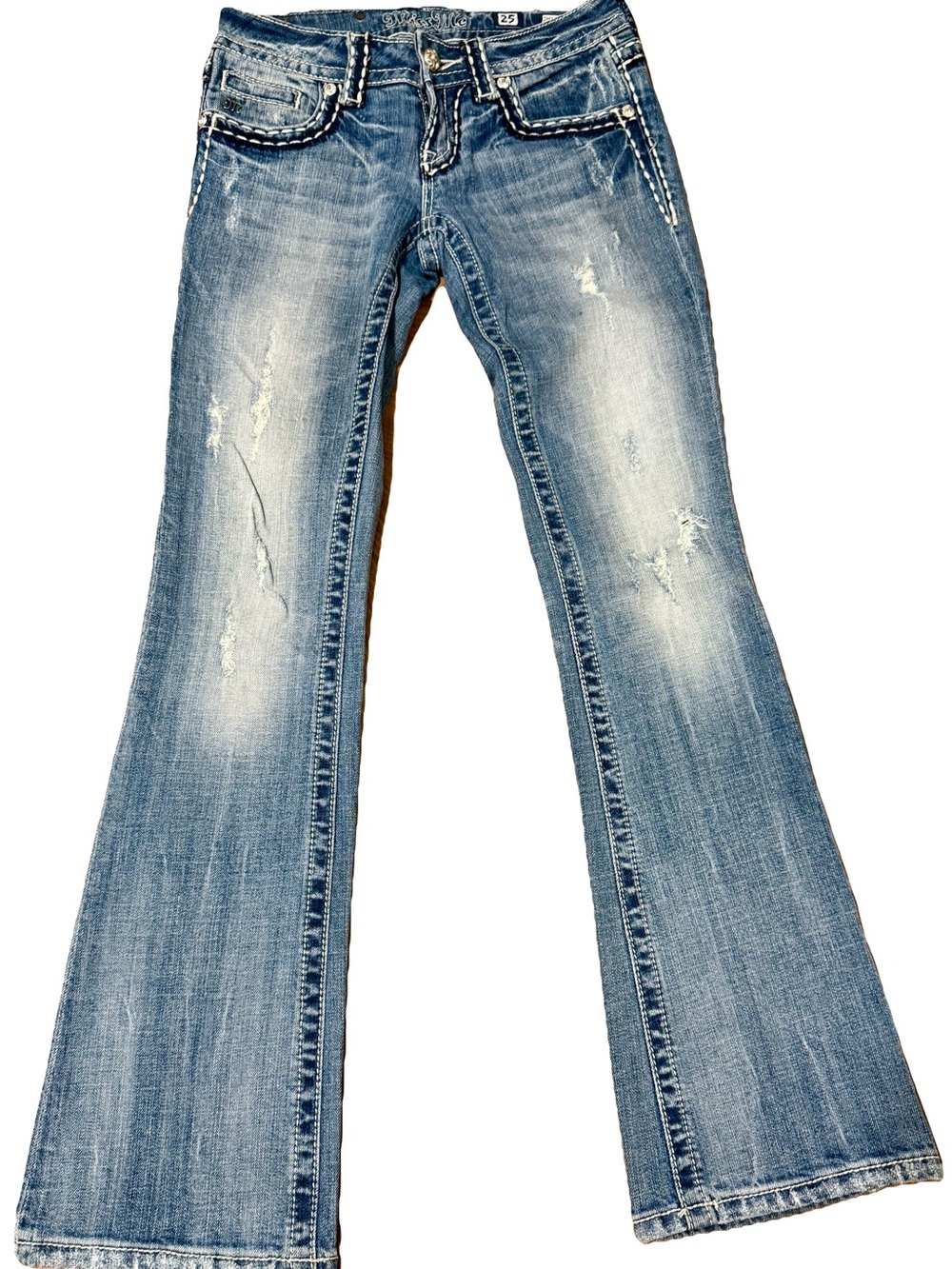 Miss Me Light Blue Distressed Bootcut Jeans